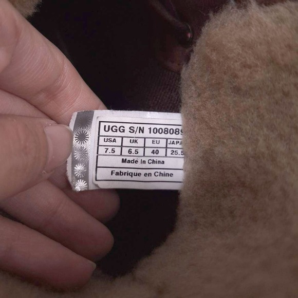 Ugg Larus Grizzly Leather Boots Shearling Lined Combat Boots Men 7.5/‎ Women 9 - Picture 6 of 12